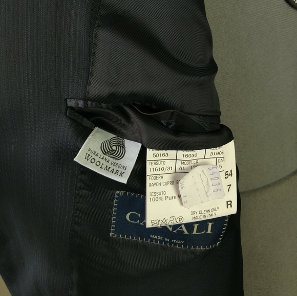 LAST CHANCE Canali Italian pinstripe navy wool blazer men 44 R - Picture 7 of 8